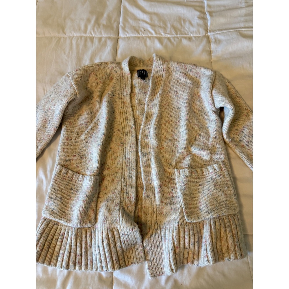 Gap Petite Merino Wool Alpaca Confetti Cardigan Sweater Cream XS P